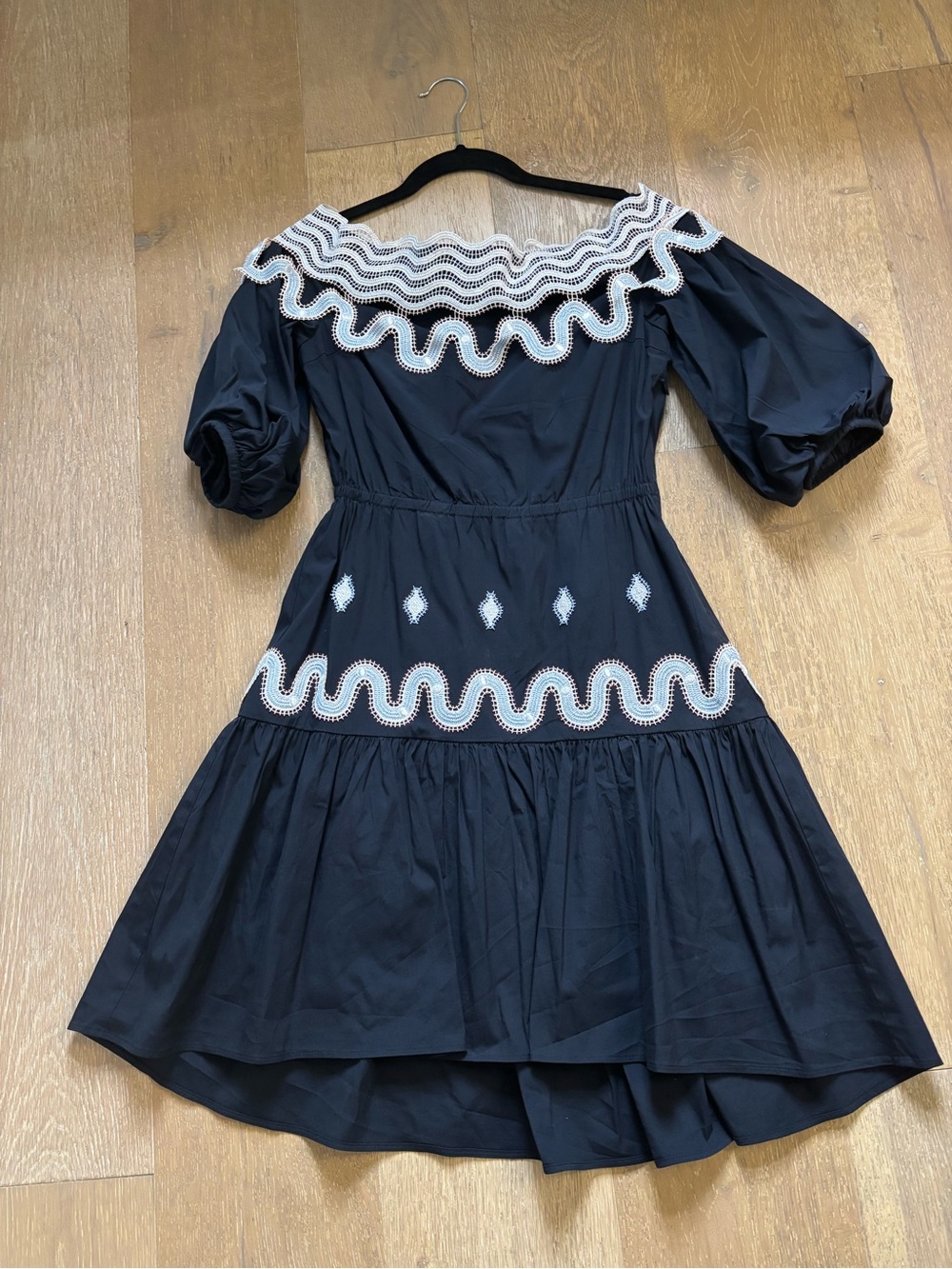 Peter Pilotto navy blue Off-Shoulder Embroidered Mini Dress xs